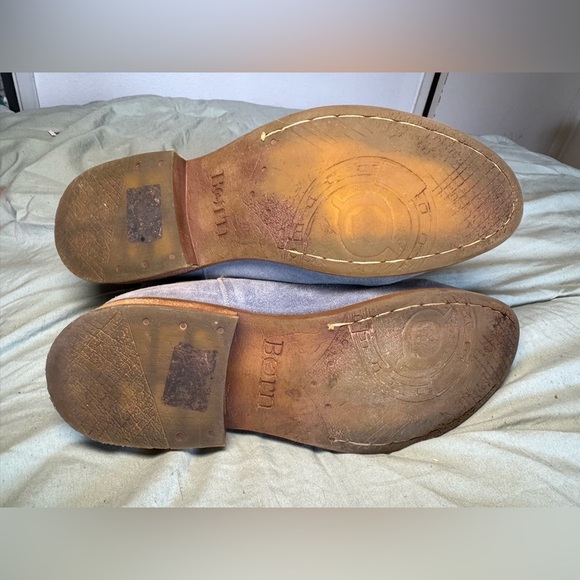 Born Womens Arula Ankle Boots Booties Block Heel Zip Up Blue Suede Size 8. - Picture 5 of 7